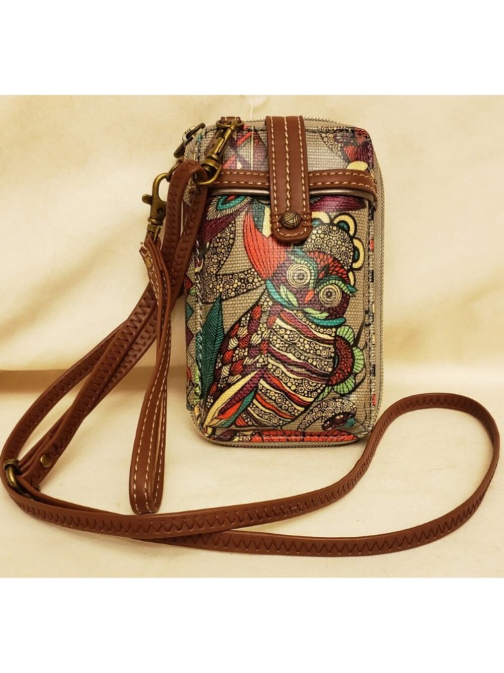 SAKROOTS Spirit Owl Multi-Compartment Crossbody Wallet/Wristlet Clutch